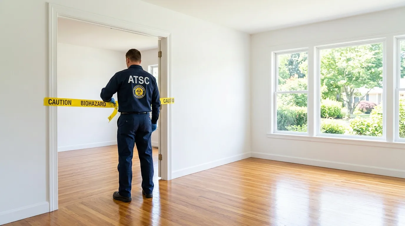 Certified biohazard cleanup crew performing Trauma Scene Cleanup in Avon